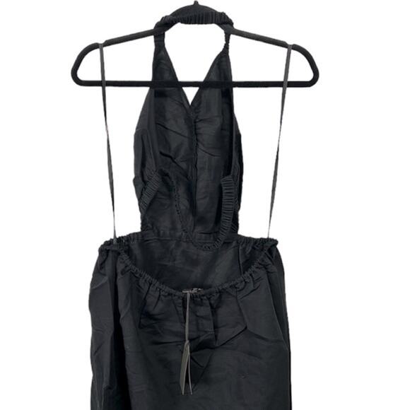 All Saints Ludo Linen Cotton Cut Out Open Back Halter Dress Black Size 8 NWT - Picture 11 of 12